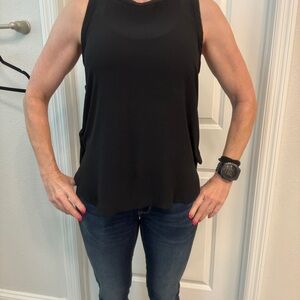 LOFT Black Mixed Media Sleeveless Tank Top (#236)